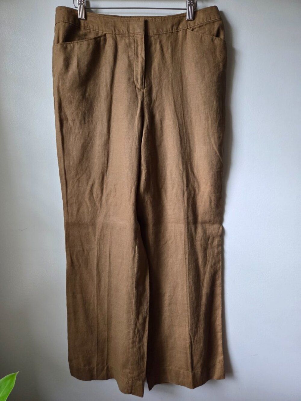 NWT J JILL SANDALWOOD 100% LINEN WIDE LEG PANTS SIZE 12